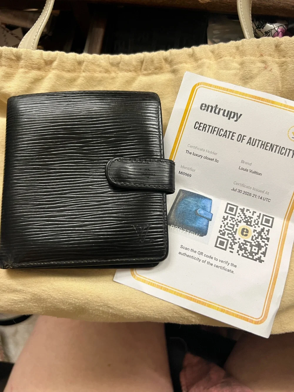 Louis Vuitton Black Epi Leather Snap Wallet